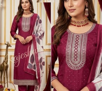Rajeshwari Rangoli Silk Embroidered Salwar Set – Ready to Wear (D.No.1393)